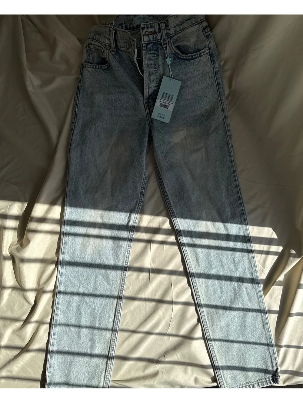 NWT Revice Denim Ex-Boyfriend‎ Rickie Jeans Light Wash Straight Leg Size 24